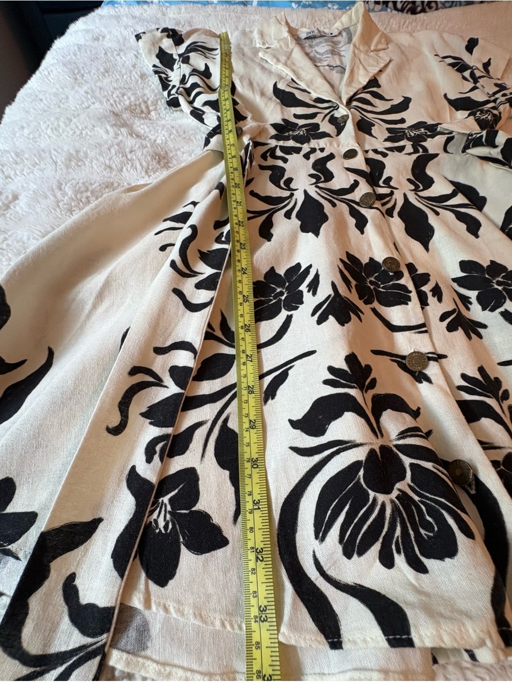 Zara Cream Mini Dress with Black Floral Print - Picture 8 of 10